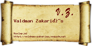 Valdman Zakariás névjegykártya